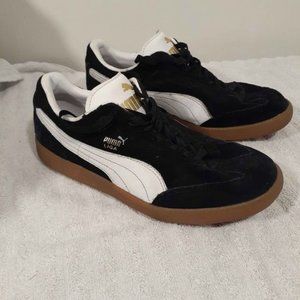 Puma Liga Sz 6.5 Black White Suede Shoes